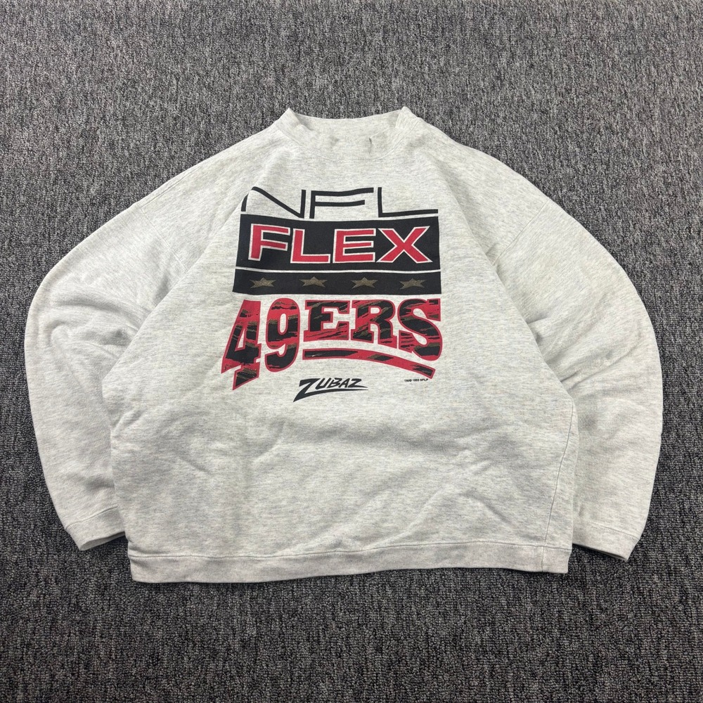San Francisco 49ers Vintage 90s Zubaz Sweatshirt Large Grey Crewneck Made in USA